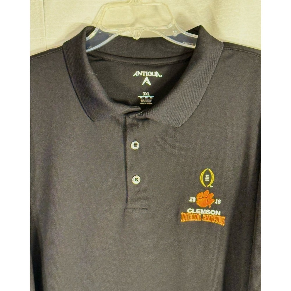 Antigua Black Polo with Orange Clemson National Champions 3XL Embroidery - Picture 3 of 8